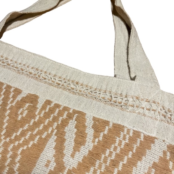 Jade Tribe Tote Bag New Without tags Beige and Cream Tribal. Handmade NWOT - Picture 2 of 6